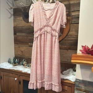 Pink Floral Ruffle Dress